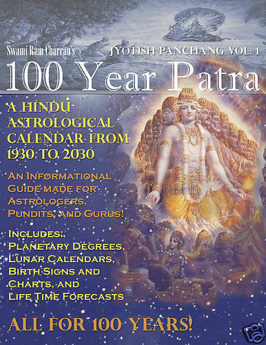 100 Year Patra: Vedic Science - Astrological Calendar From 1930 - 2030 Vol. 1